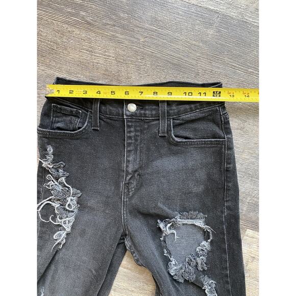 Vibrant Jeans Womens Size 5 Distressed Black Denim Thrashed Vintage USA Made - Picture 7 of 13